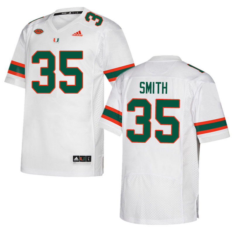 Adidas Miami Hurricanes #35 Zac Smith College Football Jerseys Sale-White